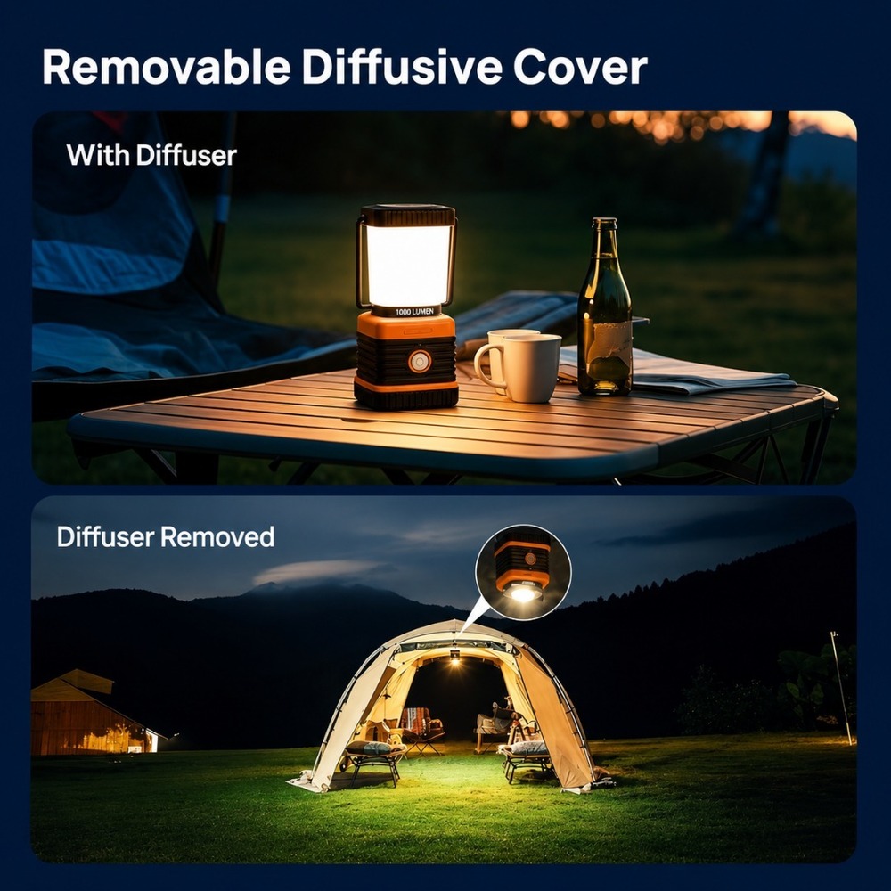 1000LM LED Camping Lantern w/ 3 D Batteries Included IP44 4 Light Modes Emergenc - Picture 5 of 8